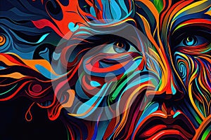 Expression, wise, sad, emotion, abstract, colourful, painting, emotional, vibrant, lines, , wallpaper, background, generative ai