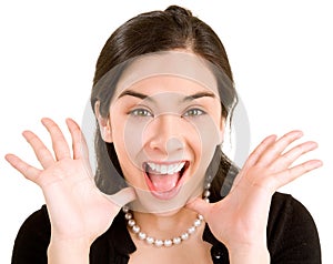 Expression of a Woman Winning Something Big