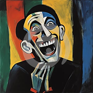 Expressionism Poster: Smiling Man In German Expressionist Style photo