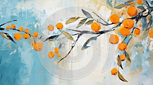 Expressionistic Leaves and Orange Berries AI Generated