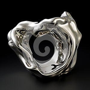 Expressionistic Sculpture: Silver Ring With Metallic Accents