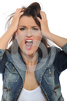 Expressions.Young attractive woman screaming