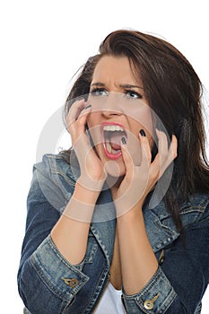 Expressions.Young attractive woman screaming