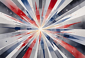 Expressive Patriotic Starburst Watercolor Art - Celebrate Independence Day with Dynamic Red, White, and Blue Bursts photo