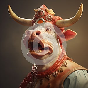 Expressive Bull Statue With Detailed Character Expressions