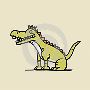 Expressive Cartoon Dinosaur: Minimalistic Basquiat-style Drawing With Crown