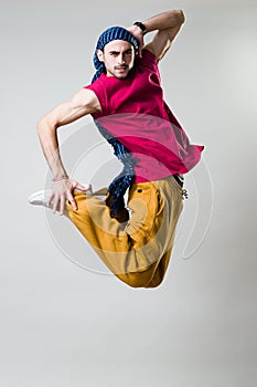 Expressive dancer jumping