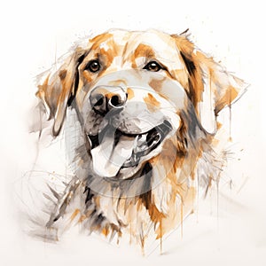 Expressive Dog Sketch In Golden Palette Style