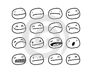 Expressive face creative doodle illustration line style