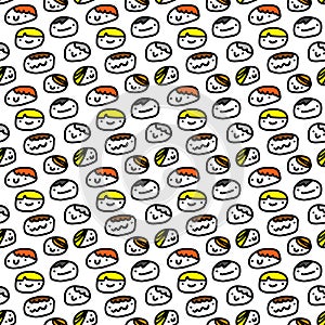 Expressive faces hand drawn seamless pattern wallpaper