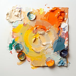 Expressive Faces In Sculptural Impasto: A Bold Palette On A White Background