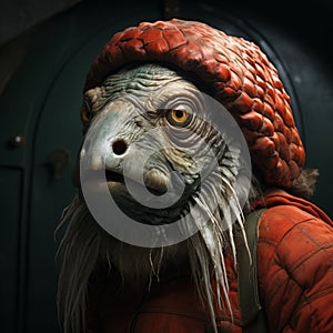 Expressive Facial Animation Of An Adult Lizard Wearing An Old Hat
