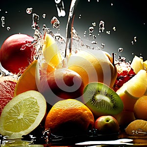 An expressive fruits with clear water, commercial stills photo