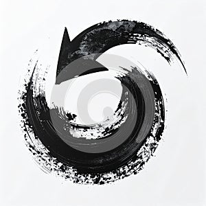 Grunge Painted Arrow Circle Icon on White Background