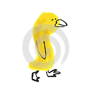Yellow Duck Simple Expressive Handrawn Painted Character photo