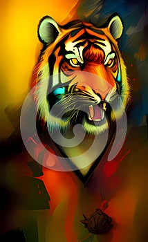 Expressive humanized tiger portrait