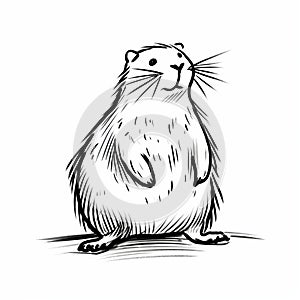 Expressive Linework: Gigantic Scale Cartoon Doodle Of A White Ground Squirrel
