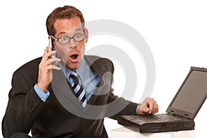Expressive man on his cell phone