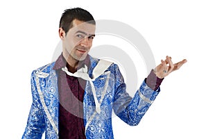 Expressive man in stage costume.