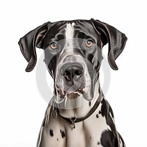 Expressive Portrait Of A Dalmatian Dog In White Background photo
