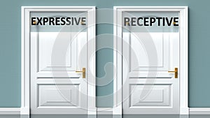 Expressive and receptive as a choice - pictured as words Expressive, receptive on doors to show that Expressive and receptive are