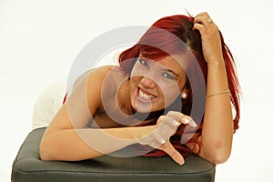 Expressive redhead woman