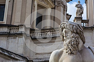 Expressive Statue Beard Face Fiumi Fountain, Rome Italy