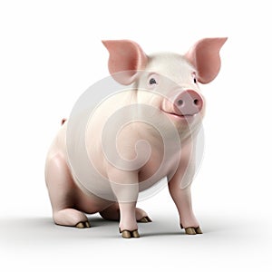 Expressive White Pig 3d Render Photo With Precisionist Lines