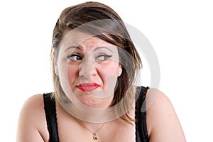 Expressive woman showing revulsion and aversion