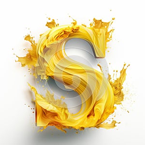 Expressive Yellow Letter S In Zbrush Style Clipart