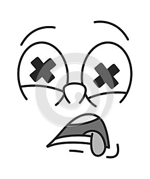 Expressively shocked groovy face character