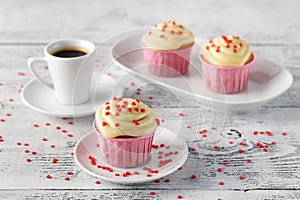 Expresso coffee cup and muffins