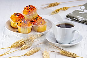 Expresso coffee with halloween muffins