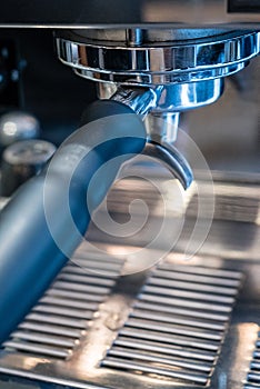 Expresso coffee machine close up