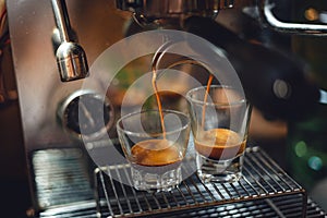 Expresso Coffee machine making a coffee