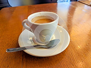 Expresso coffee on the table of a Parisian bistro