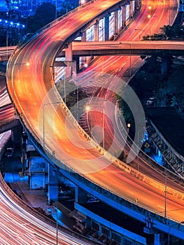 Expressway road in the centre of Bangkok,Thailand. Expressway is the infrastructure for transportation in big city.