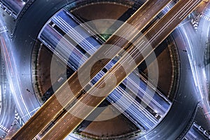 Expressway top view, Road traffic an important infrastructure, Drone aerial view fly in circle