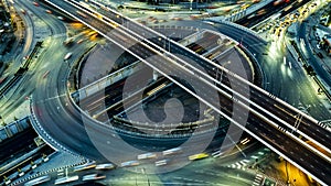 Expressway top view, Road traffic an important infrastructure, Drone aerial view fly in circle, traffic transportation, Public tra