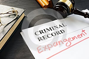 Expunge of criminal record. Expungement written on a document.