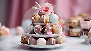 Exquisite 3-Tier Composition of Exclusive Round Multi-Colored Chocolates