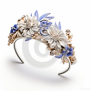 Exquisite Blue Floral Crown By Lilian Gomez: A Porcelain-inspired Masterpiece