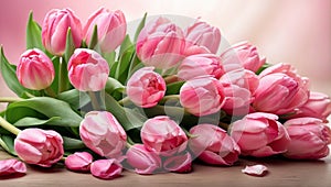 An exquisite bouquet of vibrant pink tulips