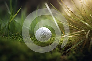 An Exquisite Close-Up Image of a Golf Ball on a Lush Green