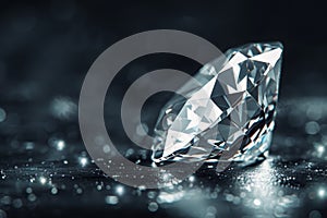 Exquisite close up of a sparkling diamond highlighting its precision cut, color, and carat weight photo