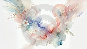 Elegant Abstract Watercolor Art - Delicate Floral Backgrounds in Soft Pastel Colors with Gentle Brushstrokes and Fluid Forms photo