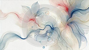 Elegant Abstract Watercolor Art - Delicate Floral Backgrounds in Soft Pastel Colors with Gentle Brushstrokes and Fluid Forms photo