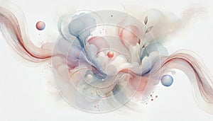 Elegant Abstract Watercolor Art - Delicate Floral Backgrounds in Soft Pastel Colors with Gentle Brushstrokes and Fluid Forms photo