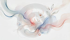 Elegant Abstract Watercolor Art - Delicate Floral Backgrounds in Soft Pastel Colors with Gentle Brushstrokes and Fluid Forms photo