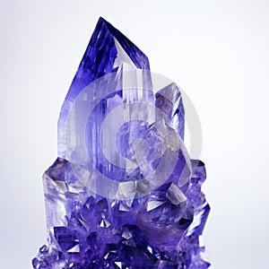 Exquisite Craftsmanship: Crystal Violet Quartz Crystal On Gray Background